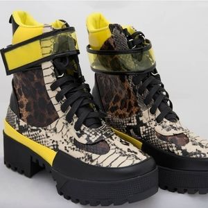 Snakeskin, multicolored, animal print, platform boot
